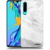 Picasee silikónový čierny obal pre Huawei P30 - White marble