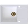 Sink Quality Sink55, kuchynský granitový drez 680x460x215 mm + zlatý sifón, biela, SKQ-SINK.W.1KDO.XG