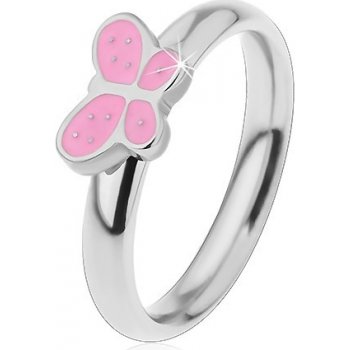 Šperky eshop Detský prsteň z chirurgickej ocele strieborný odtieň motýlik s  ružovou glazúrou H3.19 od 6,9 € - Heureka.sk
