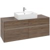 VILLEROY & BOCH Collaro závesná skrinka pod umývadlo na dosku (umývadlo v strede), 4 zásuvky, s LED osvetlením, 1400 x 500 x 548 mm, Arizona Oak, C131B0VH