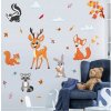 Lesné zvieratká nálepka na stenu dekorácia do izby zajačik jelenček listy