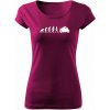 T-ričko Moto Evolution dámske tričko Farba trička: Fuchsiová, Farba potlače: Biela, Veľkosť: L