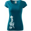 Husľový kľúč gitara - Dámske tričko Pure - M ( Petrolejová )