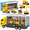 Transportér kamión TIR s vystreľovačom + kovové autá - stavebné stroje