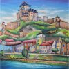 Trenčín - Mgr. Lucia Chocholáčková - Originálny, ručne maľovaný obraz M (do veľkosti 65x65cm) Viac farieb