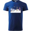 Panoráma lyžovania - Klasické pánske tričko vyššej gramáže - S ( Kráľovská modrá )