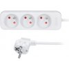 Solight prodlužovací přívod 3m, 3 zásuvky, 16A/3680W, PVC, bílý PP03X