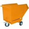 Pojazdný výklopný kontajner s vreckami pre vysokozdvižný vozík, objem 600 l, žltý
