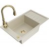 MEXEN/S MEXEN/S - Elias granitový drez 1-miska s odkvapkávačom vrátane batérie Savita, béžová 6511-69-672601-50