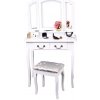 Tempo Kondela Toaletný stolík s taburetom, biela/strieborná, REGINA NEW