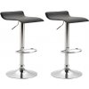 Sada 2 barových stoličiek Dyn V2 umelá koža chróm, čierna