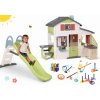 Set domček Priateľov a šmykľavka s dvojitou vlnou Friends House Life Smoby rozšíriteľný s vodotryskom a kuchynka s elektronickým zvončekom a športový set