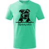 T-ričko Stafordšírsky bulteriér, detské tričko s vlastným textom Farba trička: Mätová, Farba potlače: Čierna, Veľkosť: 110 cm/4 roky