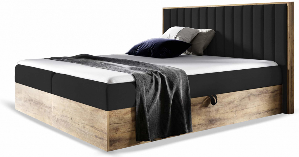 Wilsondo boxspring Wood 4 s úložným priestorom čierna Kronos