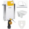 Mereo WC set - Rimless WC, modul na zamurovanie, biele oválne tlačidlo