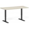 Výškovo nastaviteľný stôl, 160x80 cm, 1 motor, zaoblené rohy, čierna podnož, breza