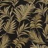 Vliesové tapety na stenu CosmoLiving 79108-6, rozmer 10,05 m x 0,53 m, palmové listy zlaté na čiernom podklade, A.S. CRÉATION