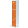 Alfa 3 Šatníková skrinka S6 s úložnými boxami, 3 boxy, 1800 x 300 x 500 mm, cylindrický zámok, oranžové dvere