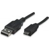 Manhattan kábel, USB 2.0 A / Micro-B, 0.5m, čierny, plast