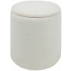 Atmosphera Puf KAYDI bouclé, priemer 35 cm, biely