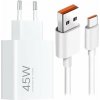 Xiaomi MDY-17-EF USB-A 45W Cestovná Nabíjačka + USB-C 6A Dátový Kábel White (Bulk)