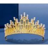 Nejedlá dekorace kovová Koruna zlatá s bielymi perlami - dortis - dortis