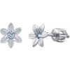 Silvego Strieborné náušnice kvietky Beauty s modrými Brilliance Zirconia SILVEGOB70449BDSLB