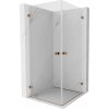 Mexen Lunar-B Duo, výklopný sprchový kút 75 x 75 cm, 8mm číre sklo, profil ružové zlato, 832-075L-075P-60-00