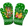 Vianočná Kuchynská chňapka - súprava 2ks rukavica s Vianočným motívom, zelená s magnetom