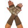 Snow flake pletené návleky na ruky s kamienkami hnedá