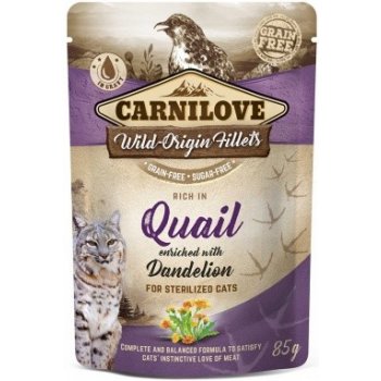 Carnilove Cat Pouch Rich in Quail Enriched with Dandelion for sterilized 85 g