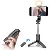 Techsuit – mini selfie tyč so stabilným statívom, Bluetooth ovládaním, prídavným svetlom, 360° otáčanie, 76 cm – čierna