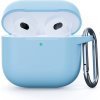 AppleMix Puzdro pre Apple AirPods 4 + karabínka - silikónové - svetlo modré
