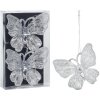 Závesná dekorácia - motýľ 11 cm 2ks, transparentný