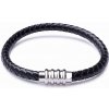 Nefertitis Pánsky fashion čierny kožený náramok nerez oceľ variant 3 NF29599 - obvod cca 20 cm