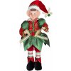 MagicHome Dekorácia Elf, červený-zelený, 30 cm