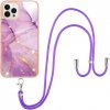 AppleKing mramorový kryt so šnúrkou pre iPhone 13 Pro - purpurový - možnosť vrátiť tovar ZADARMO do 30tich dní