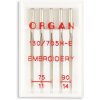 Vyšívacie ihly Organ 130/705H-E 75/11, 90/14