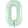 PartyDeco Fóliový balón narodeninové číslo 0 pastelovo-zelený 72 cm