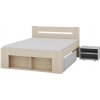 Szynaka Dvojlôžková posteľ Ryga 09 160x200 s nočnými stolíkmi a zásuvkami dub Riva/šedá