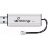 MediaRange USB flash disk, USB USB 3.0 (3.2 Gen 1), 16GB, strieborný, MR915, USB A, s pútkom, vysúv