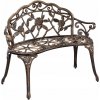 Záhradná lavička kovová hnedá s operadlom 99 x 54 cm