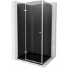 Mexen Roma, sprchovací kút s 1-krídlovými dverami 90 (dvere) x 120 (stena) cm, 6mm šedé sklo, chrómový profil, slim sprchová vanička 5cm čierna, 854-090-100-01-40-4070