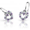 Danfil náušnice pre bábätká srdiečka C2157 z bieleho zlata amethyst brizura