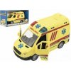 Teddies Auto ambulancie plast 20cm na zotrvačník na batérie so zvukom sa svetlom v krabici 26x15x12cm