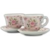 Festa Italia Porcelánová sada šálok na kávu s tanierikmi – ružový vintage motív s ružami