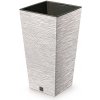 PROSPERPLAST kvetináč 30cm FURU SQUARE ECO WOOD DFSH300W-S449W biely plastový