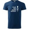 Eat sleep play - šach - Klasické pánske tričko vyššej gramáže - XS ( Polnočná modrá )