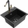 MEXEN/S MEXEN/S - Milo granitový drez 1-miska vrátane batérie Flora, čierna/strieborná metalík 6505-73-670401-57-B
