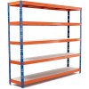 Profesionálny policový regál Trestles RR1 1700x2200x500, nosnosť 2250 kg, 5 políc, oranžovo-modrý